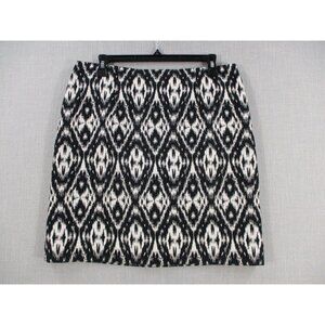 Vince Camuto Black & White Ikat‎ Pencil Skirt Size 8 TRibal Pattern
